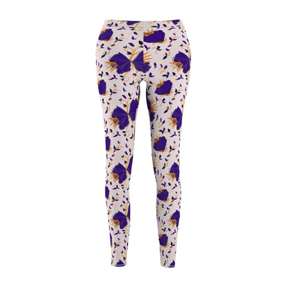 Purple Flowers Cut & Sew Casual Leggings