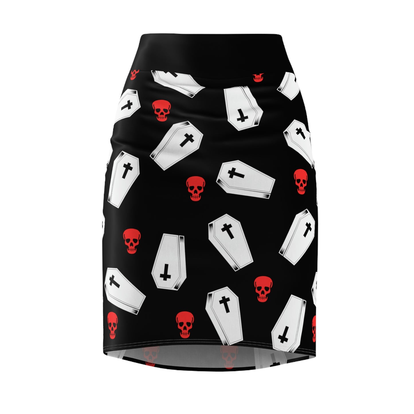 Coffins and Red Skulls Pencil Skirt