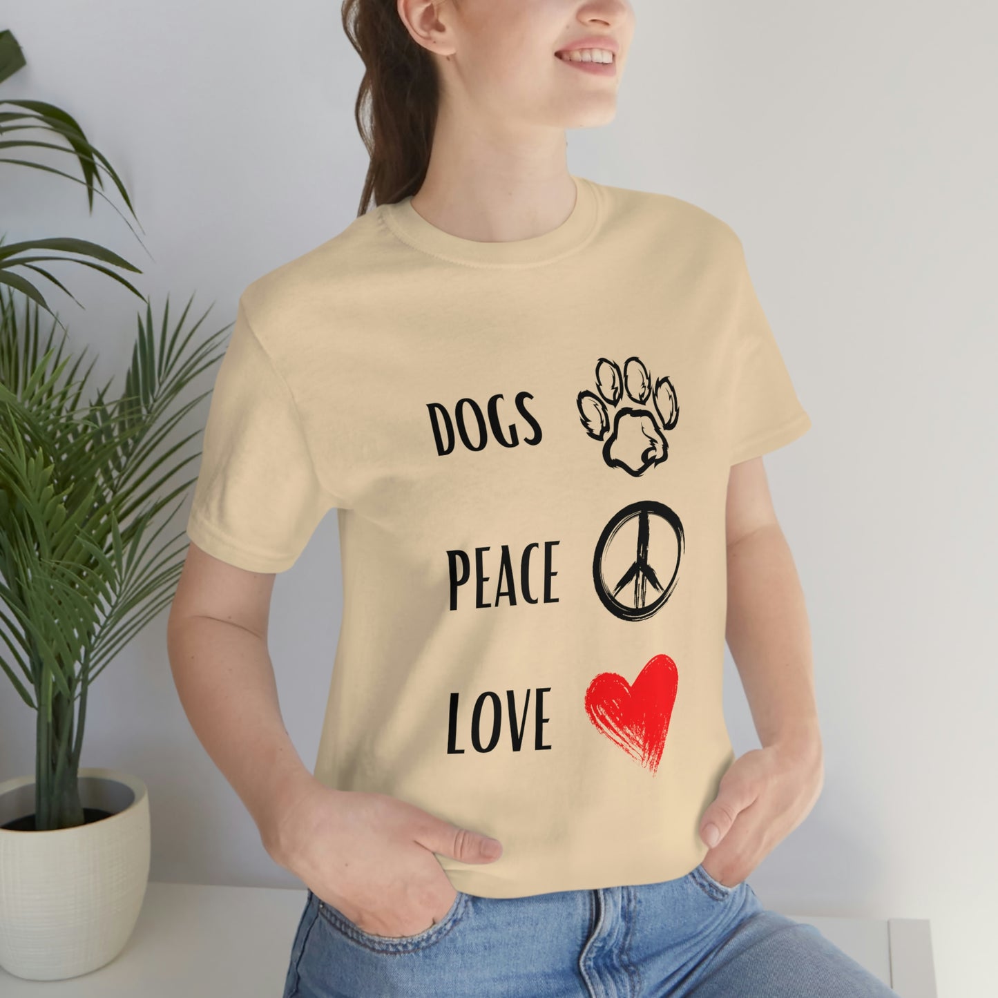 Dogs Peace Red Love - Short Sleeve Tee 01