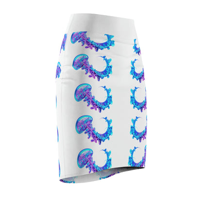 Pretty Blue Physalia physalis -  Pencil Skirt
