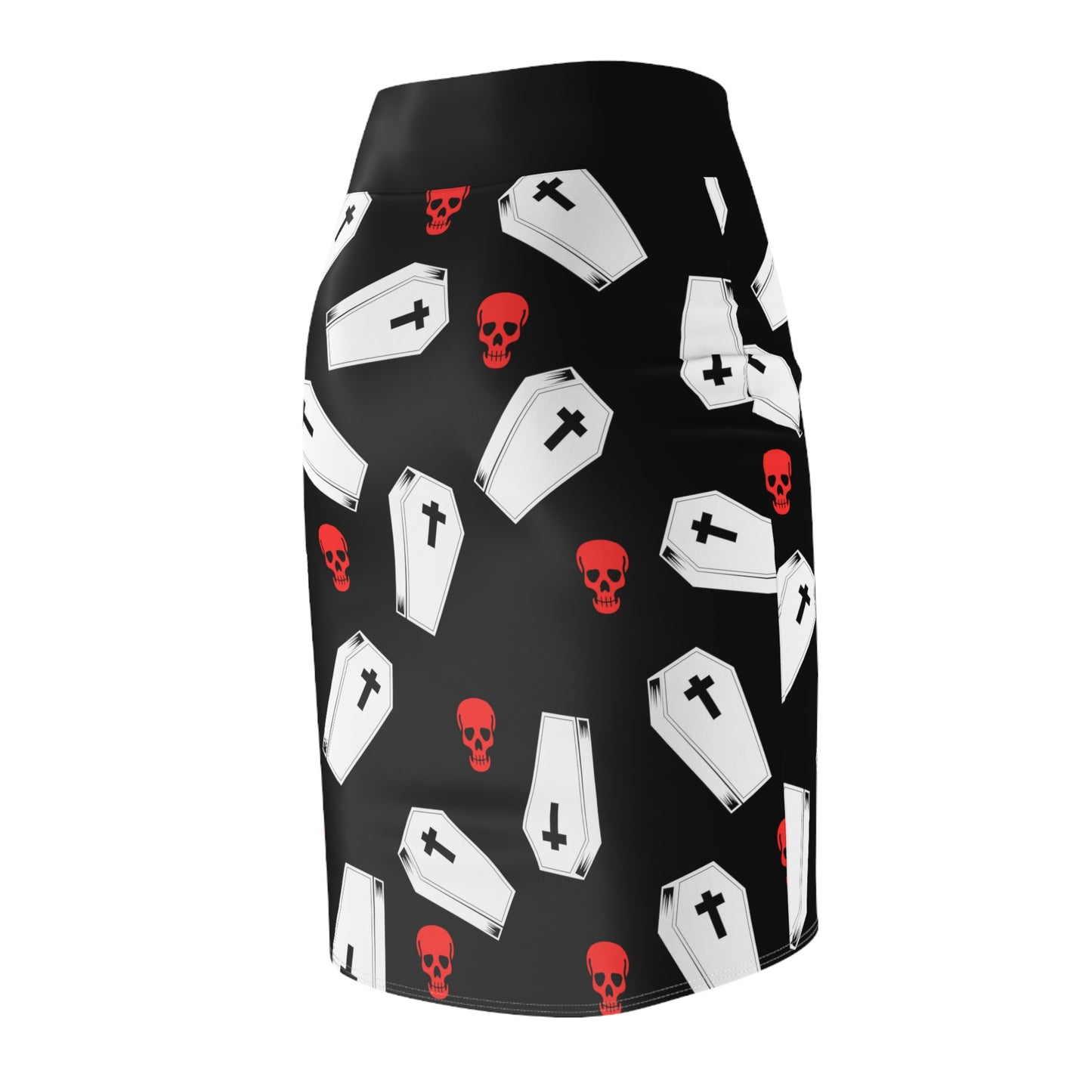 Coffins and Red Skulls Pencil Skirt