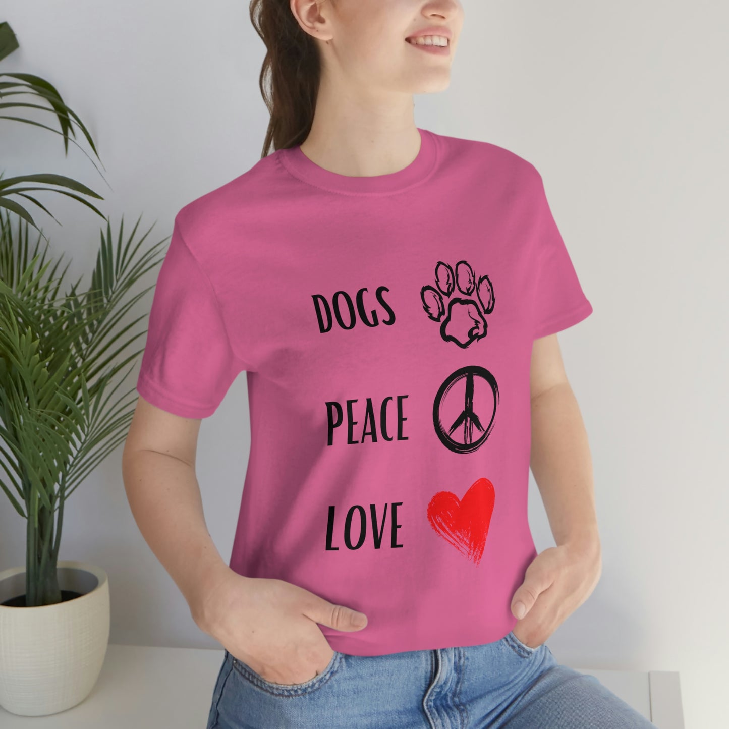 Dogs Peace Red Love - Short Sleeve Tee 01