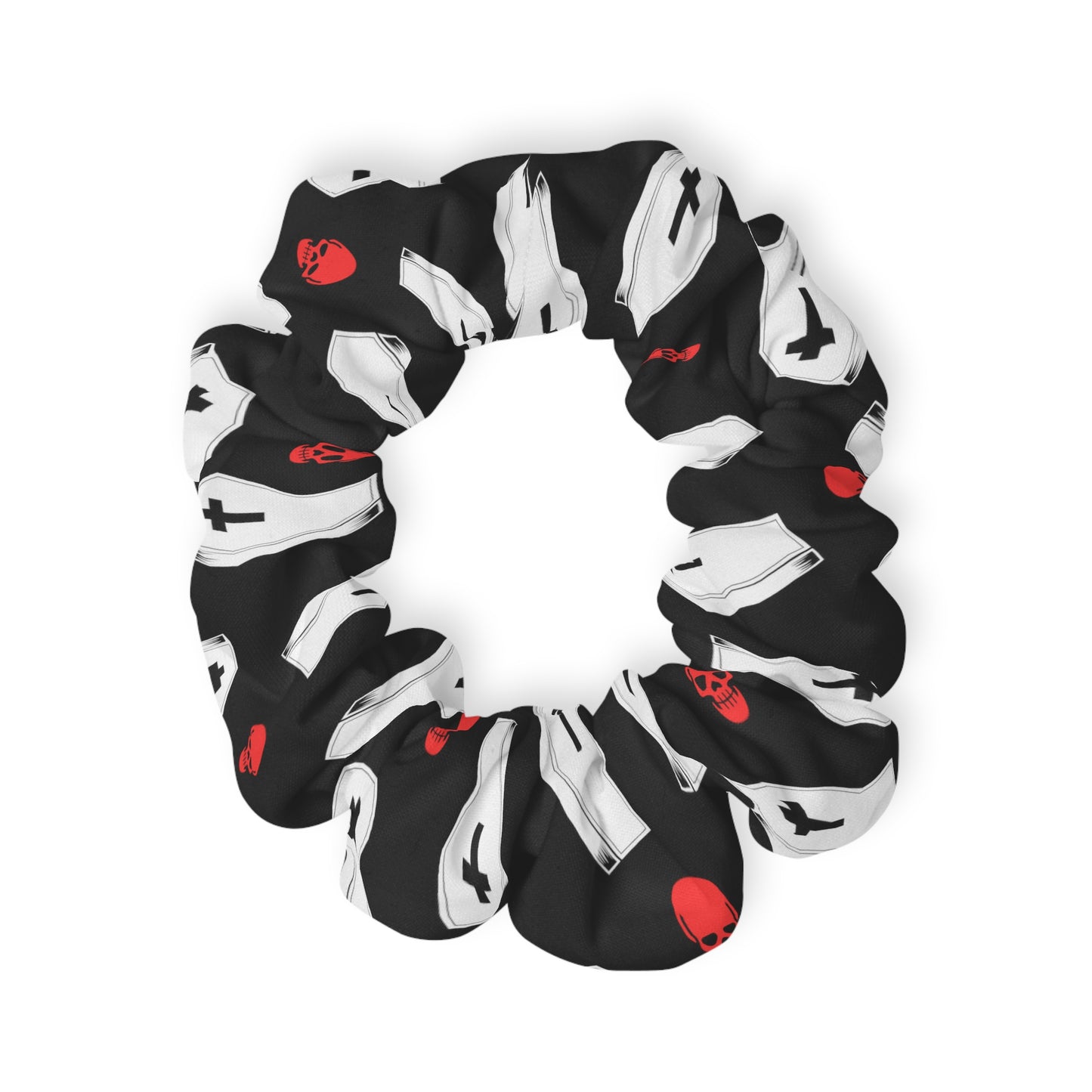 Blk w/ Red Skull and Coffin - Scrunchie